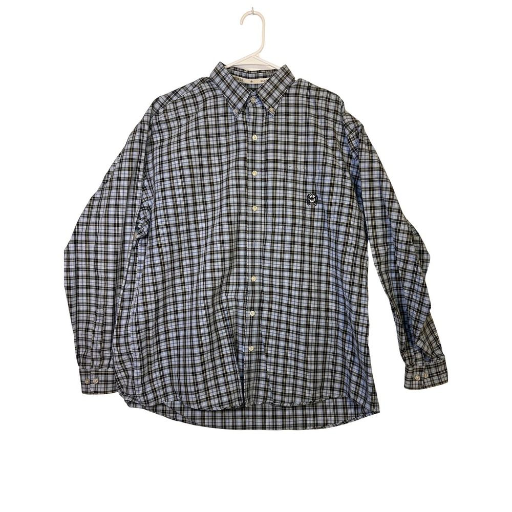 CINCH MEN Plaid Long Sleeve Button Down Shirt Mens XL Blue Black Yellow